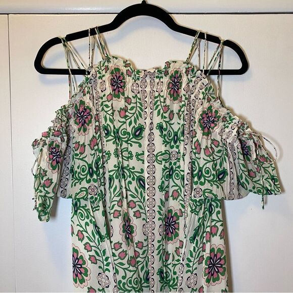 TORY BURCH Asilomar Garden Party Asilomar Floral Dress White Purple Green 10 - Picture 9 of 13